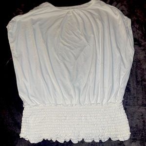 Uniti Stretch White Blouse in 2X with cinch waist